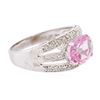 Image 2 : 14KT White Gold 3.79ct Pink Topaz and Diamond Ring