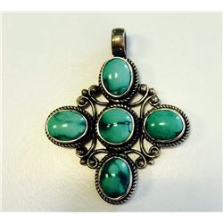 Sterling Silver .925 Turquoise Cross Pendant 18.64