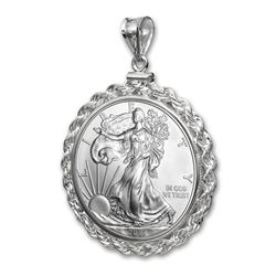 2015 1 oz Silver Eagle Pendant (Rope-ScrewTop Bezel)