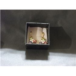 14 K GOLD FILLED GARNET/PERIDOT/TOPAZ/AMETHYST EARRINGS (L688-11)