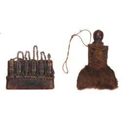 TWO ARAB POWDER HOLDERS
