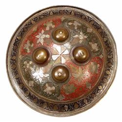 AN INDIAN BRASS BUCKLER SHIELD