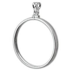 Sterling Silver Screw Top Plain Front Coin Bezel - 40 mm