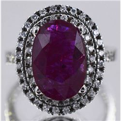 Ruby  4.00 ctw & Diamond Ring 14KW