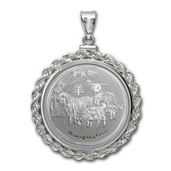 2015 1/2 oz Silver Goat Pendant (Screw-Top Rope Bezel)
