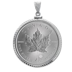 2014 1 oz Silver Maple Leaf Pendant (Diamond-ScrewTop Bezel)