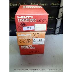 HILTI TOGGLER BOLTS, 3X THE MONEY
