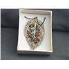 Image 1 : MULTI COLORED CRYSTAL LEAF PENDANT AND CHAIN IN COPPER (L718 - 2)