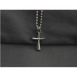 SILVERTONE 28" NECKLACE WITH CROSS PENDANT