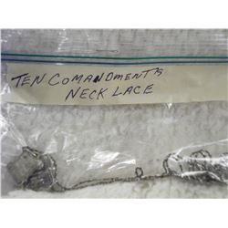 30" SILVER NECKLACE WITH TEN COMMANDMENTS PENDANT