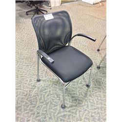 BLACK AND CHROME MESH BACK CLIENT CHAIR