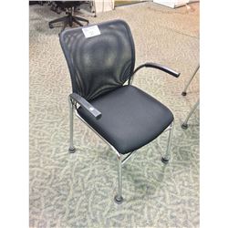 BLACK AND CHROME MESH BACK CLIENT CHAIR