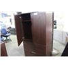 Image 2 : MAHOGANY 6' 2 DRAWER LATERAL FILE CABINET/CUPBOARD COMBO