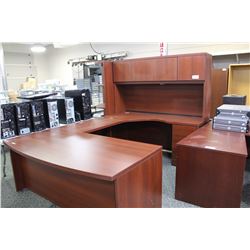 CHERRY U-SHAPE EXECUTIVE DESK W/ HUTCH