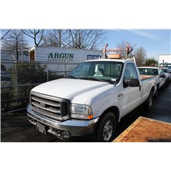 2004 FORD F-250, XL SUPER DUTY, 2DR PU, GASOLINE, WHITE, VIN # 1FTNF20L74ED97676