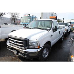2004 FORD F-250, XL SUPER DUTY, 2 DR PU, WHITE, VIN # 1FTNF20L34EB53023
