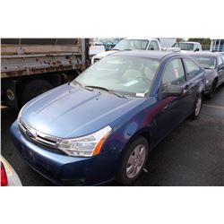 2008 FORD FOCUS, 2DR SEDAN, BLUE, VIN # 1FAHP32N58W271479