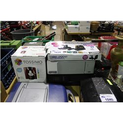 GAME SYSTEM, 2 PRINTERS, SCHREDER AND TASSIMO MACHINE