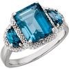 Image 1 : *Michigan Emerald Cut London Blue Topaz and Diamond Ring