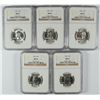 Image 1 : LOT OF ( 5 ) 1964 WASHINGTON QUARTER, NGC MS-65