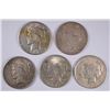 Image 1 : LOT OF ( 5 ) CIRC  PEACE SILVER DOLLARS:  ( 2 ) 1922, 1923 & ( 2 ) 1923-S