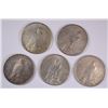Image 2 : LOT OF ( 5 ) CIRC  PEACE SILVER DOLLARS:  ( 2 ) 1922, 1923 & ( 2 ) 1923-S