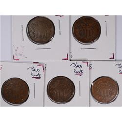 (5) 1865 TWO CENT PCS