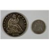 Image 1 : 1886 SEATED DIME FINE, 1858-O SEATED HALF DOLLAR XF
