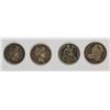 Image 1 : (4) DIMES: 1897 BARBER FINE, 1902 BARBER VF, 1885 SEATED VG, 1834 BUST VG