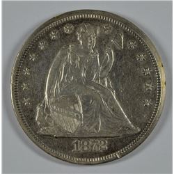 1872 SEATED DOLLAR VF/XF