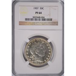 1907 PROOF BARBER HALF DOLLAR NGC PF-64 (WHITE)