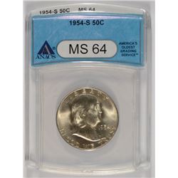 1954-S FRANKLIN HALF DOLLAR ANACS MS-64