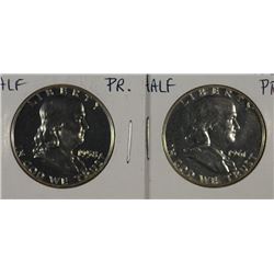 1958 & 1961 PROOF FRANKLIN HALF DOLLAR'S