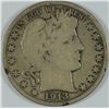 Image 1 : 1913 BARBER HALF DOLLAR, G/VG KEY DATE!