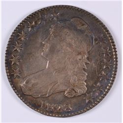 1828 BUST HALF DOLLAR, AU-58  LUSTER, NICELY TONED