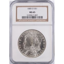 1885-O MORGAN SILVER DOLLAR, NGC MS-65