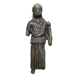 Roman bronze figure of a bearded male deity