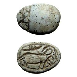 Egyptian steatite scarab with a horned goat