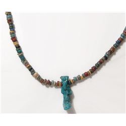 Egyptian faience bead necklace with amulet of Isis