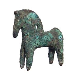 A small Greek bronze figure of a horse