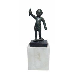 Roman bronze nude figure of winged Eros