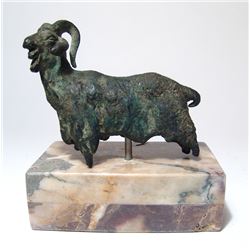 Roman bronze figure of a horned goat