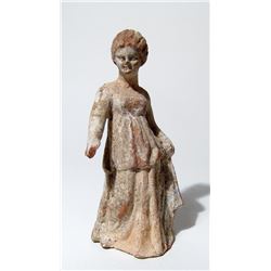 Greek robed Tanagra terracotta female figure