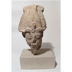 Egyptian limestone head of Osiris, Late Period