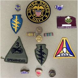 15 PC MILITARY COLLECTION-WWII-CURRENT-PATCHES, DEVICES