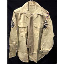 WWII US ARMY HEAVY COTTON FIELD SHIRT-PATCHES-DRESS TIE