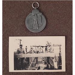 NAZI RUSSIAN FRONT MEDAL & PIC NAZI SECURITY NURENBURG