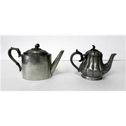 2 Antique Pewter Teapots 1800's Bachelor Single Serving