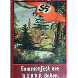 NAZI SOMMERFEST DER NSDAP-BADEN COLOR FLYER AD-4X6"-ORI