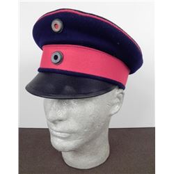 GERMAN IMPERIAL ARMY WWI VISOR-DARK BLUE W/RED PIPING